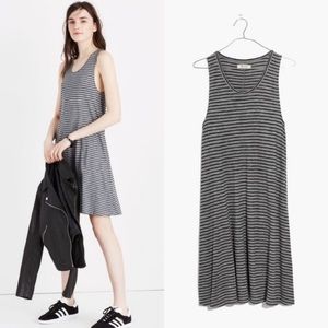 Madewell Highpoint tank dress black + gray striped
